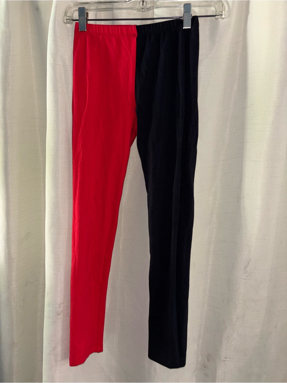 Spirit Halloween bold red & black split-leg colorblock leggings child sz M 7/8